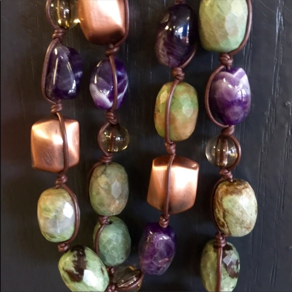 Sale! Leather beaded necklace - Picture 4 of 7